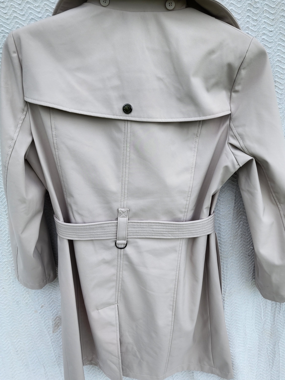 Calvin Klein Light Beige Double-Breasted Trench Coat with Belt - Picture 8 of 11